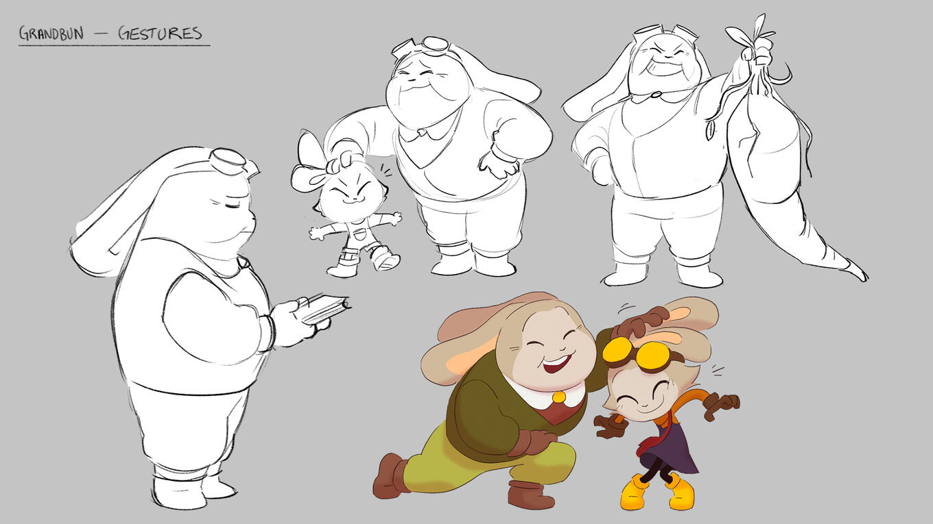 Character gestures for Grandbun and Polly